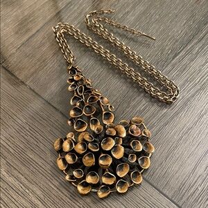 Vintage Hannu Ikonen Finland Bronze Pendant 70s Reindeer Moss Statement Necklace